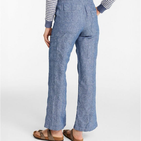 L.L.Bean Women's Premium Linen Breezy Pull-On Utility Pants, Mid-Rise Wide-Leg On Model Back