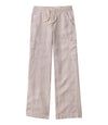 L.L.Bean Women's Premium Linen Breezy Pull-On Utility Pants, Mid-Rise Wide-Leg Oatmeal